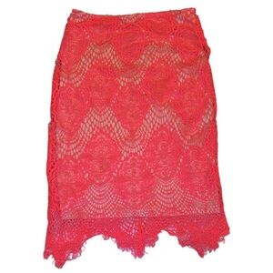 ANGL Hot Pink Lace Midi Skirt NWOT S